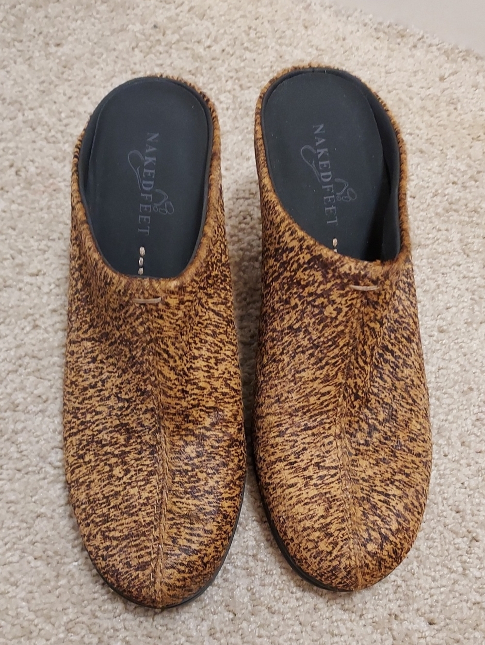 Naked Feet Mules CAlf Hair Slip- Ons